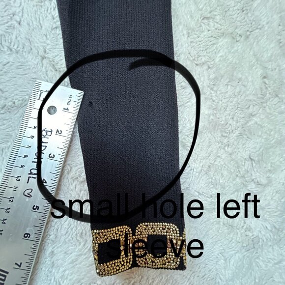 St. John Evening Knit Mini Sheath Sweater Dress Sz 2 Mock Neck Embellished Black - Picture 12 of 12